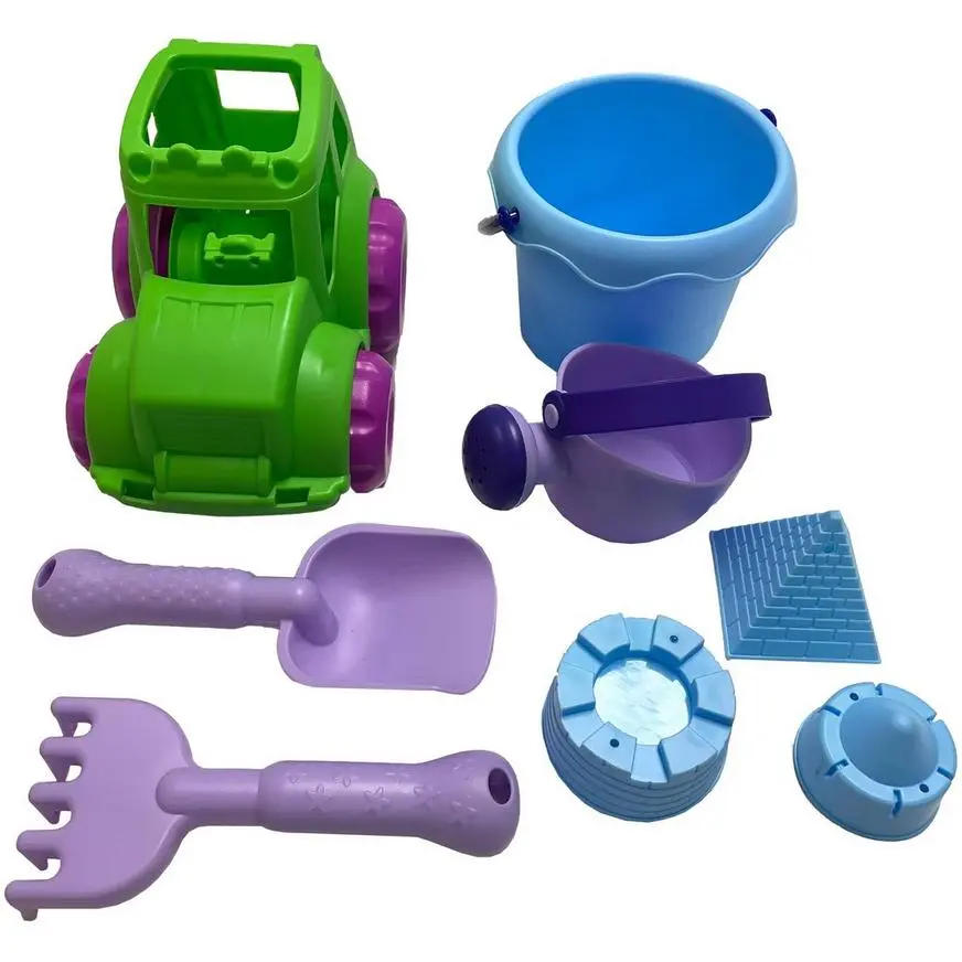 Truck & Sand Bucket Soft Plastic Beach Toy Set, 8pc 3 Truck & Sand Bucket Soft Plastic Beach Toy Set, 8pc