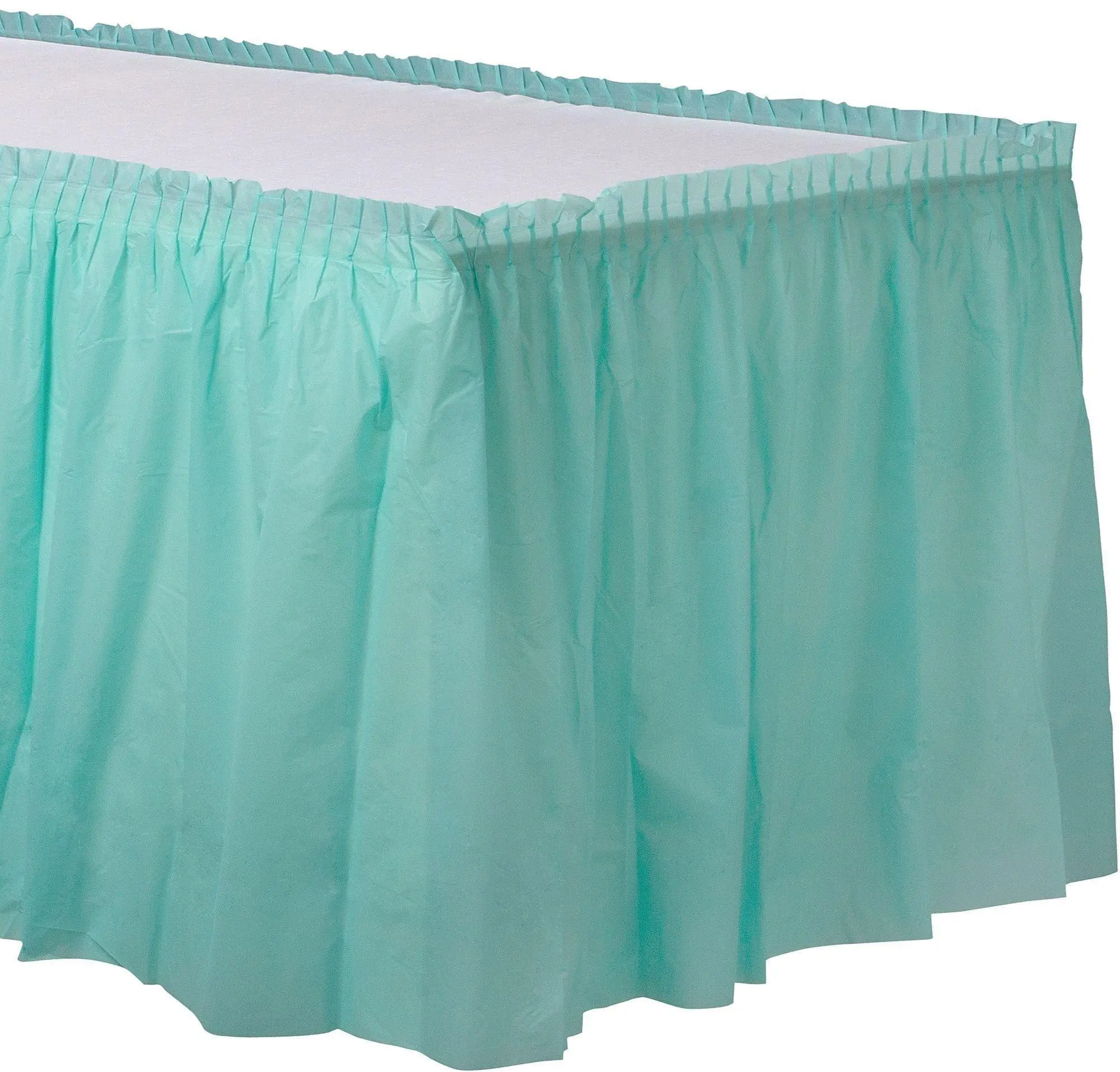 Robin's Egg Blue Plastic Table Skirt, 21ft X 29in 3 Robin's Egg Blue Plastic Table Skirt, 21ft X 29in