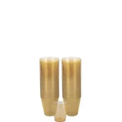 Gold Plastic Shot Glasses, 2oz, 100ct