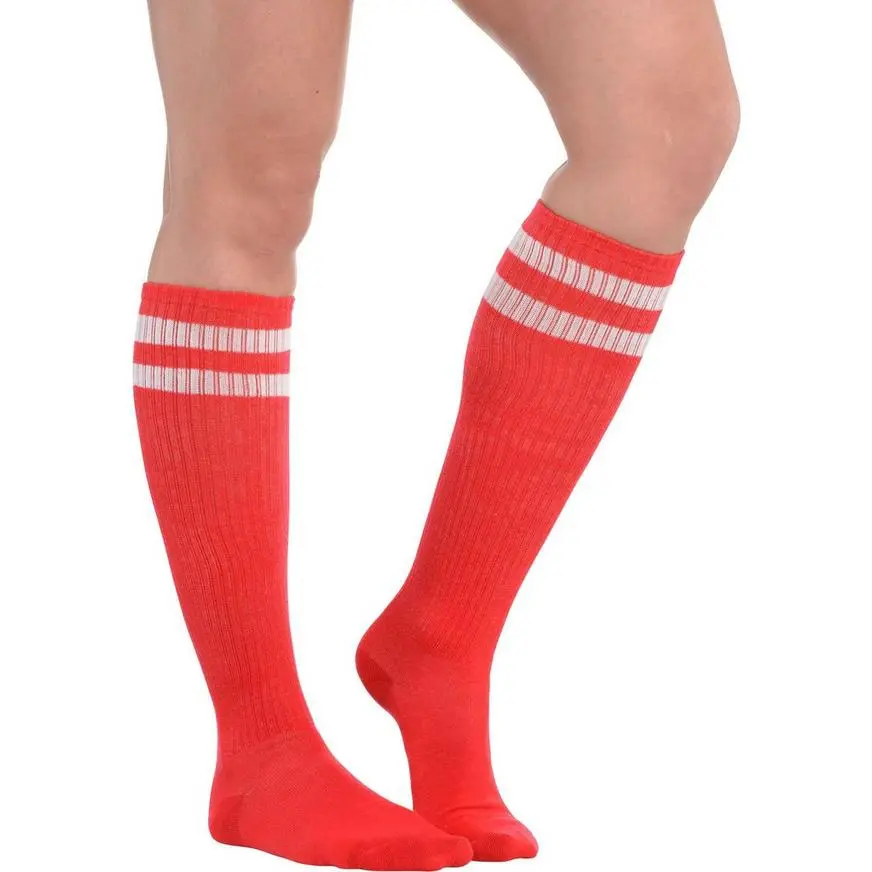Red Stripe Athletic Knee-High Socks 3 Red Stripe Athletic Knee-High Socks