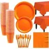 Orange Paper Tableware Kit For 50 Guests