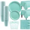 Robin's Egg Blue Paper Tableware Kit For 50 Guests -Party Themes Sales C756782 robins egg blue