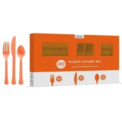 Orange Plastic Tableware Kit For 50 Guests -Party Themes Sales C756783 orange 06
