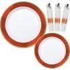 Premium Orange Border & Gold Tableware Kit For 20 Guests -Party Themes Sales C773992 orange