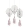 Mini White Honeycomb Decorations With Iridescent Tails 3ct -Party Themes Sales C811542 white