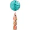 Pastel & Metallic Gold Honeycomb Ball Decoration With Tail, 11 1/2in X 27 1/2in 1 Pastel & Metallic Gold Honeycomb Ball Decoration With Tail, 11 1/2in X 27 1/2in -Party Themes Sales C877165 pastel blue