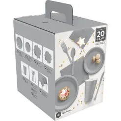 Silver Tableware Kit For 20 Guests, 222pc