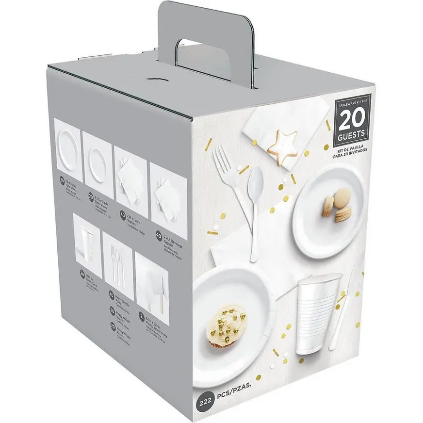 White Tableware Kit For 20 Guests, 222pc 3 White Tableware Kit For 20 Guests, 222pc