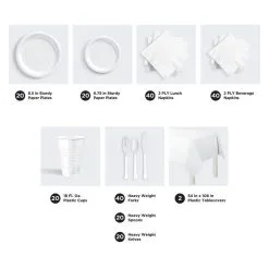 White Tableware Kit For 20 Guests, 222pc 7 White Tableware Kit For 20 Guests, 222pc -Party Themes Sales C919822 white 02
