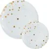 Orange Confetti Round Premium Plastic Dinner (10.5in) & Dessert (7.5in) Plates, 20ct