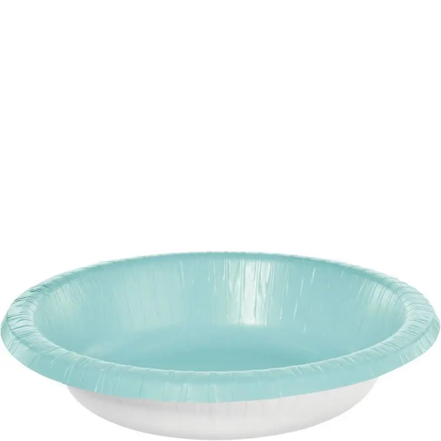 Robin's Egg Blue Paper Bowls, 20oz, 20ct 3 Robin's Egg Blue Paper Bowls, 20oz, 20ct