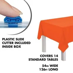 Orange Plastic Table Cover Roll With Slide Cutter, 54in X 126ft -Party Themes Sales C924448 orange 01
