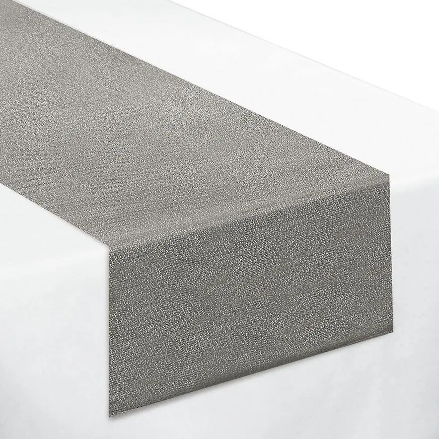 Metallic Silver Premium Fabric Table Runner, 13in X 72in 3 Metallic Silver Premium Fabric Table Runner, 13in X 72in