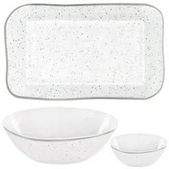 Silver Speckled Melamine Serveware Kit, 3pc