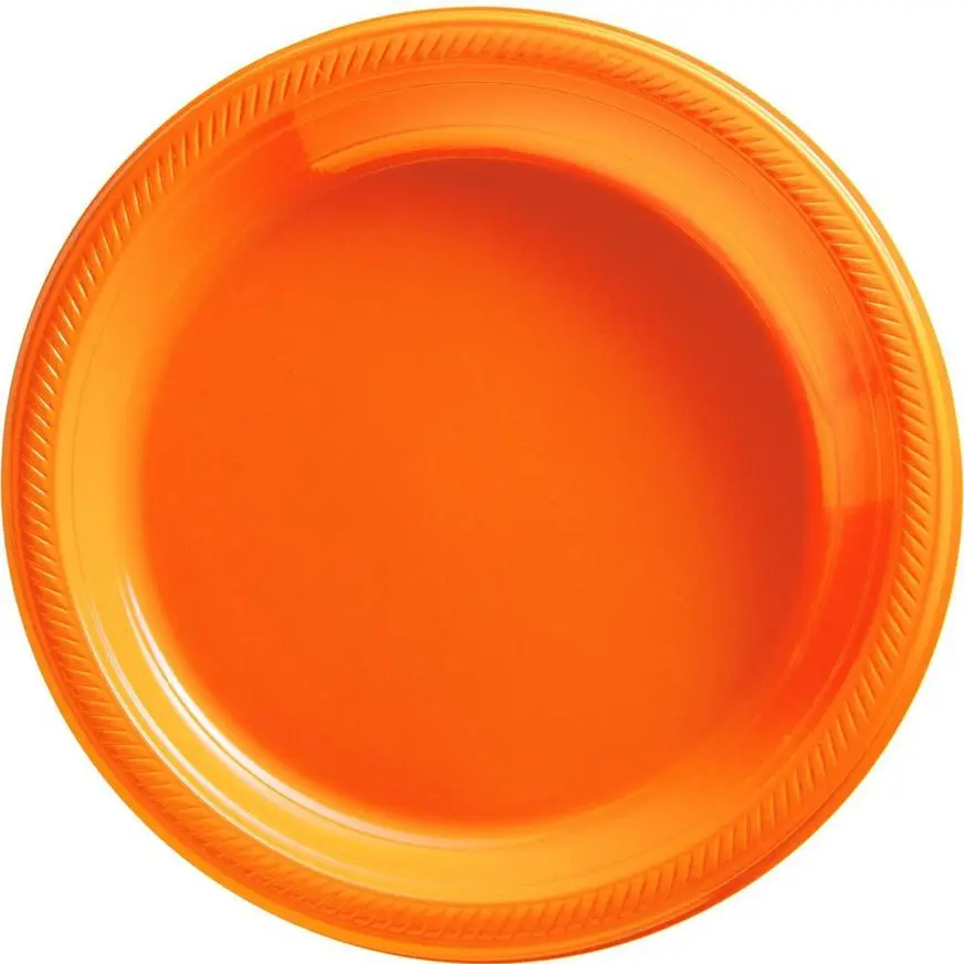 Orange Plastic Dinner Plates, 10.25in, 50ct 3 Orange Plastic Dinner Plates, 10.25in, 50ct