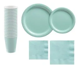 Robin's Egg Blue Paper Tableware Kit For 20 Guests