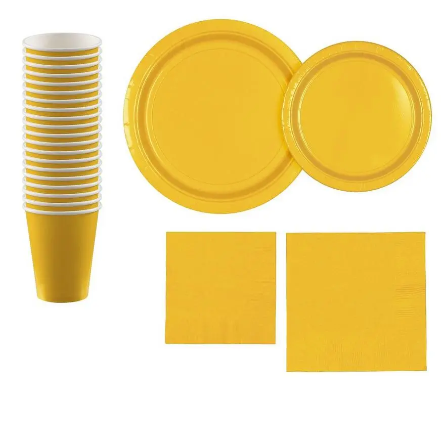 Sunshine Yellow Paper Tableware Kit For 20 Guests 3 Sunshine Yellow Paper Tableware Kit For 20 Guests
