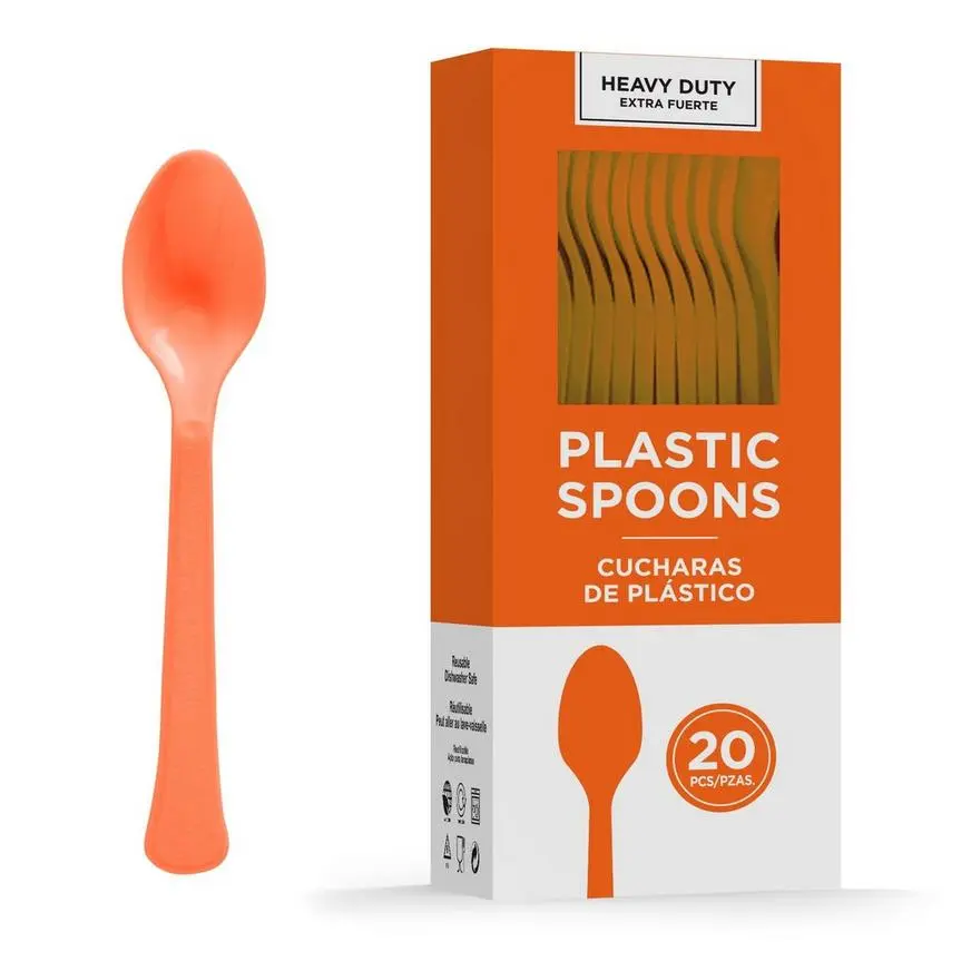 Orange Heavy-Duty Plastic Spoons, 20ct 3 Orange Heavy-Duty Plastic Spoons, 20ct