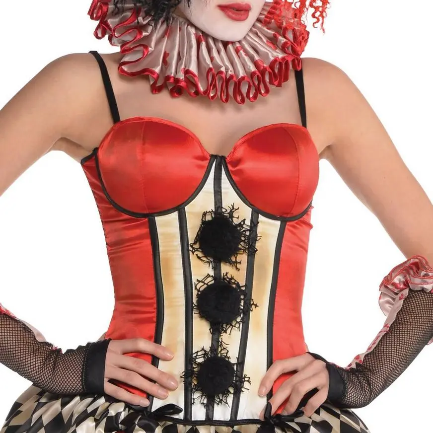 Red Vintage Clown Corset - Freak Show 4 Red Vintage Clown Corset - Freak Show - Image 2