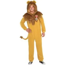 Adult Zipster Cowardly Lion One Piece Costume - The Wizard Of Oz