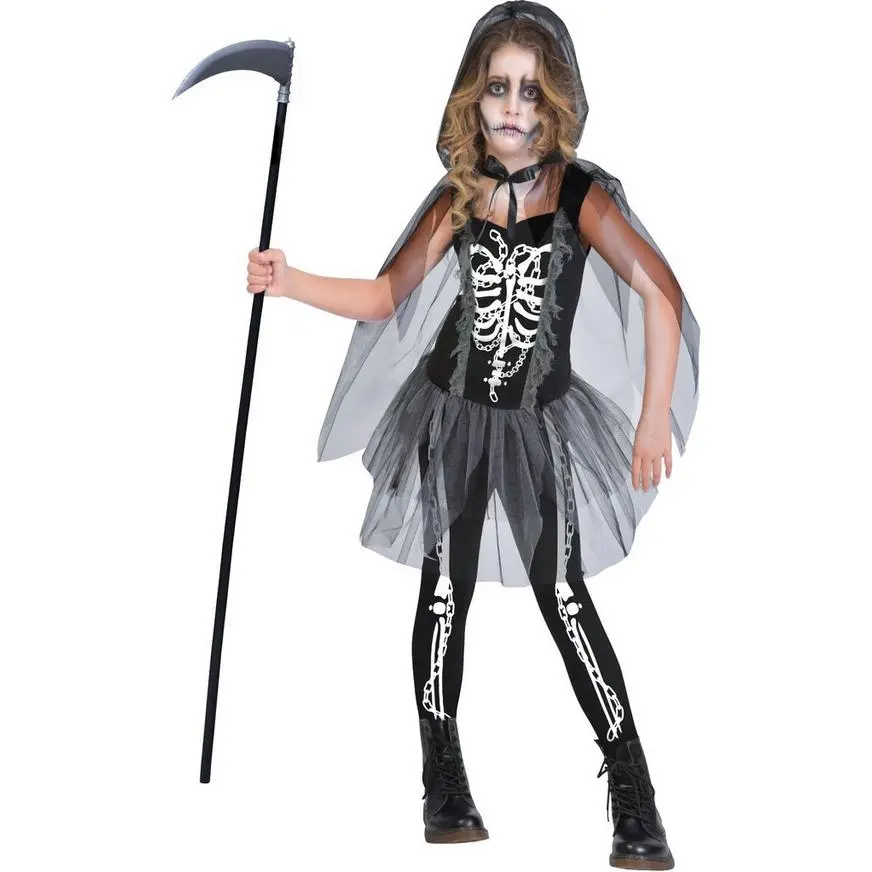 Girls Grim Reaper Costume 3 Girls Grim Reaper Costume