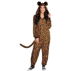Adult Zipster Leopard Print One-Piece Costume