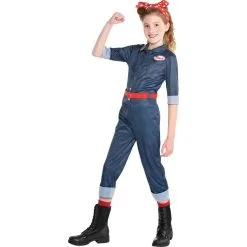 AMSCAN Child Rosie The Riveter Denim Jumpsuit Costume
