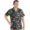 Multicolor Tiki Button Up Shirt For Adults 1 Multicolor Tiki Button Up Shirt For Adults -Party Themes Sales P912646