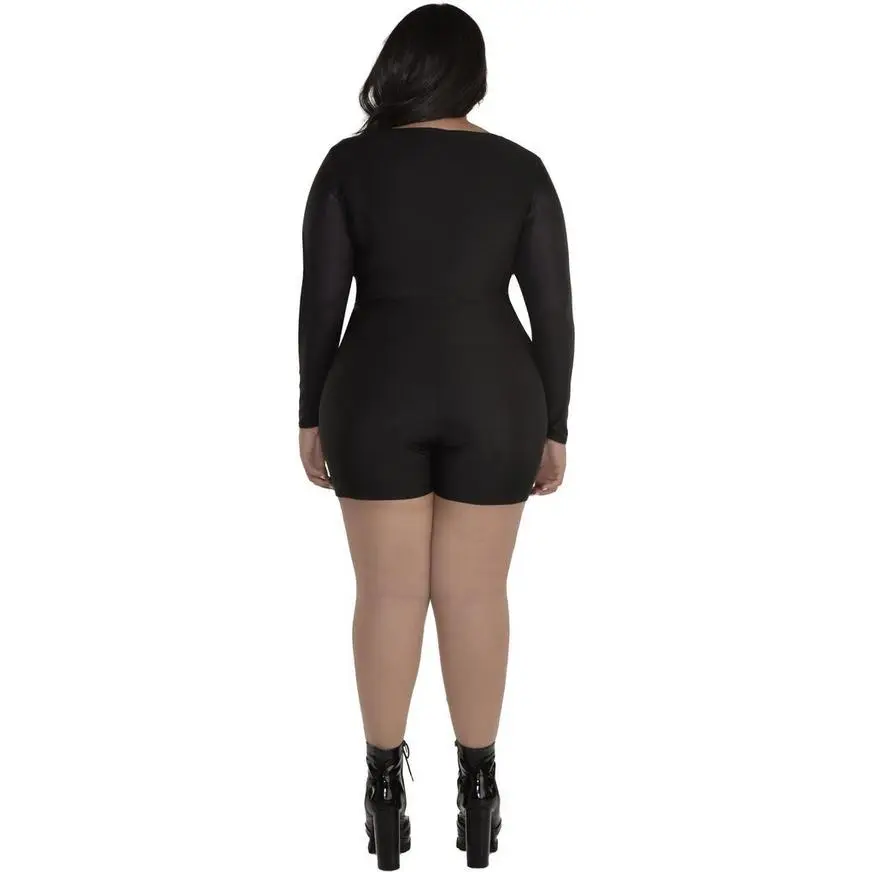 AMSCAN Plus Size Skeleton Crop Top & Biker Shorts Set For Adults 4 AMSCAN Plus Size Skeleton Crop Top & Biker Shorts Set For Adults - Image 2