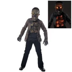 SEASONAL VISIONS INT'L LTD Kids' Light-Up Extreme Scorched Zombie Deluxe Costume