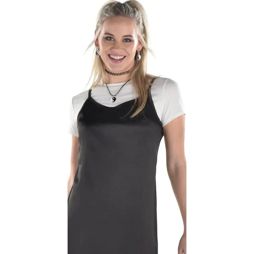 Adult 90s Black Slip Dress With White T-Shirt 4 Adult 90s Black Slip Dress With White T-Shirt - Image 2