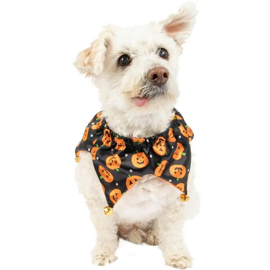 Party City Black & Orange Jack-o'-Lantern Dog Scrunchie Collar 3 Party City Black & Orange Jack-o'-Lantern Dog Scrunchie Collar