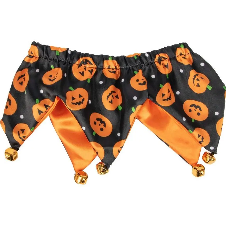 Party City Black & Orange Jack-o'-Lantern Dog Scrunchie Collar 4 Party City Black & Orange Jack-o'-Lantern Dog Scrunchie Collar - Image 2