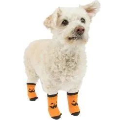 Party City Orange & Black Jack-o'-Lantern Anti-Slip Dog Socks